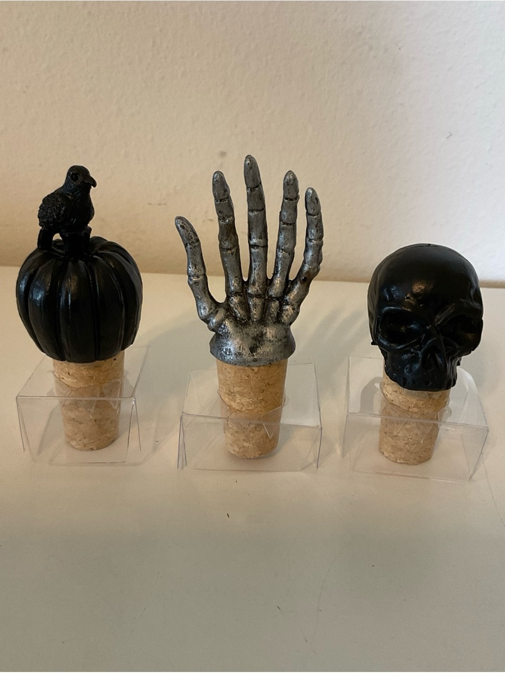 Halloween Themed Black & Silver Bottle Stopper Set - Home Dining Bar Accessories